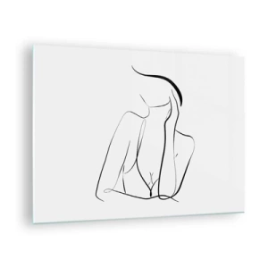Glasbild - Bild auf glas - Eine einfache Linie, die den Umriss des Körpers in Schwarz- und Weißtönen zeigt - 70x50cm - Auf der Traumwelle - Moderne Wanddekoration für Wohnzimmer und Schlafzimmer ARTTOR