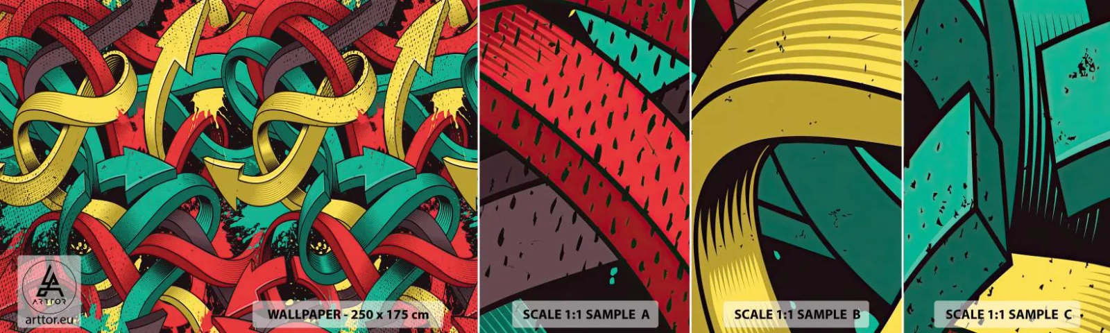 Fototapetenmuster Standard Eco - Welcher Weg zum Ziel? - Abstraktion, Stück, Comic-Buch - 100x30 cm