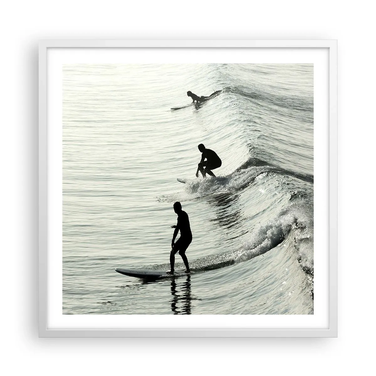Poster in einem weißen Rahmen - Gegen die Welle - 60x60 cm