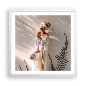 Poster in einem weißen Rahmen - Die Sonne und das Mädchen - 50x50 cm