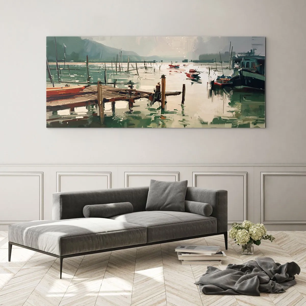 Glasbild - Bild auf glas - Durchnässt in einem geschmolzenen Mond - 100x40 cm