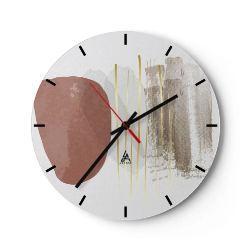 Wanduhr - Glasuhr - Minimalistische abstrakte Formen in Beige- und Brauntönen - 30x30cm - Abstrakte Kolonnade - Moderne Wanddekoration für Wohnzimmer, Küche und Schlafzimmer ARTTOR