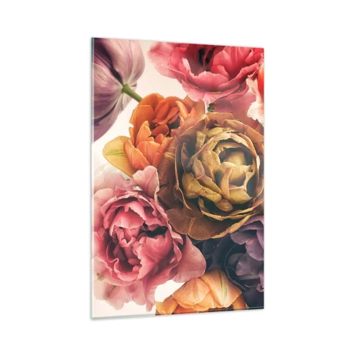 Glasbild - Bild auf glas - Ein Strauß verschiedener Blumen in intensiven Farben - 80x120cm - Eine Feier des Lebens - Moderne Wanddekoration für Wohnzimmer und Schlafzimmer ARTTOR