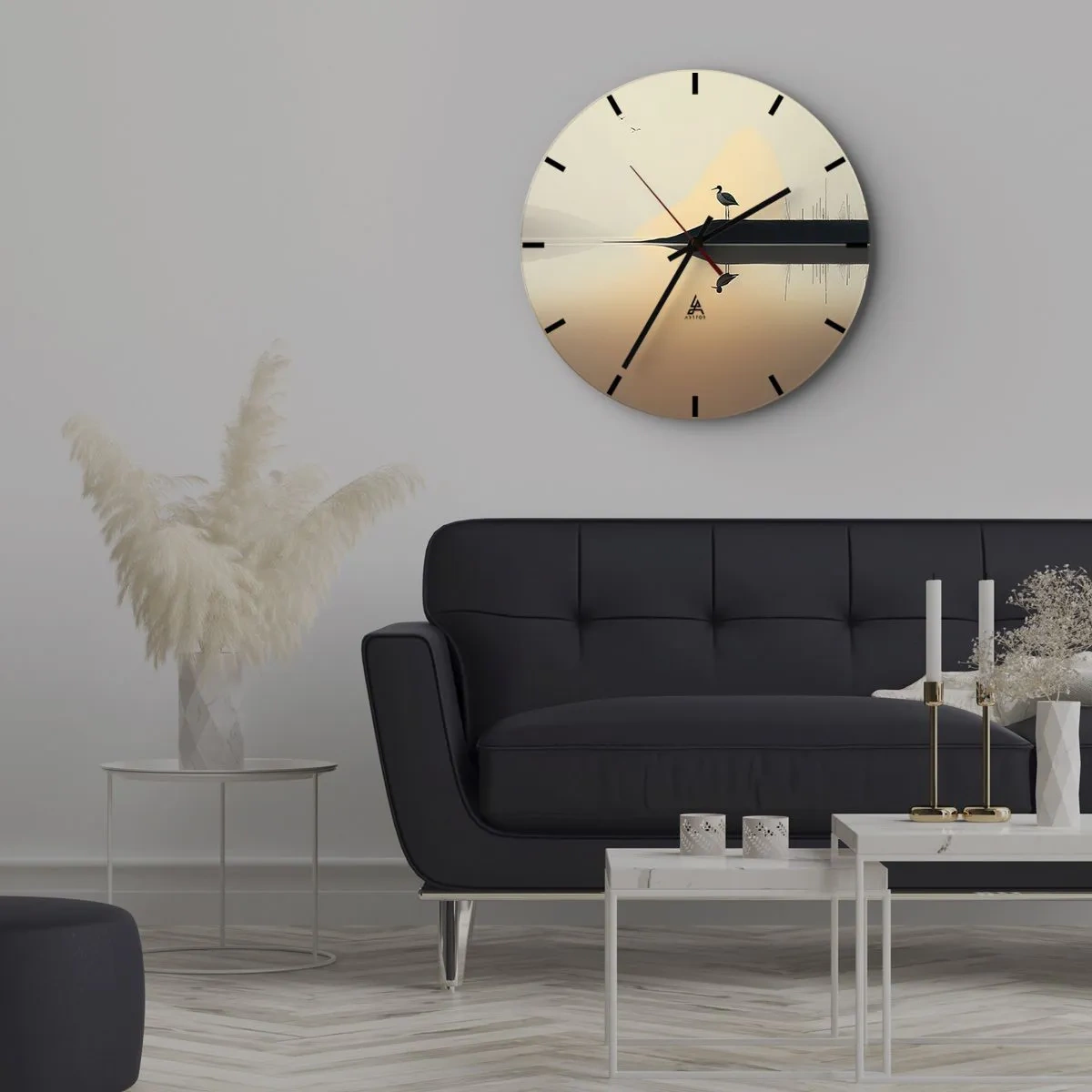 Wanduhr - Glasuhr - Herr am See - 40x40 cm