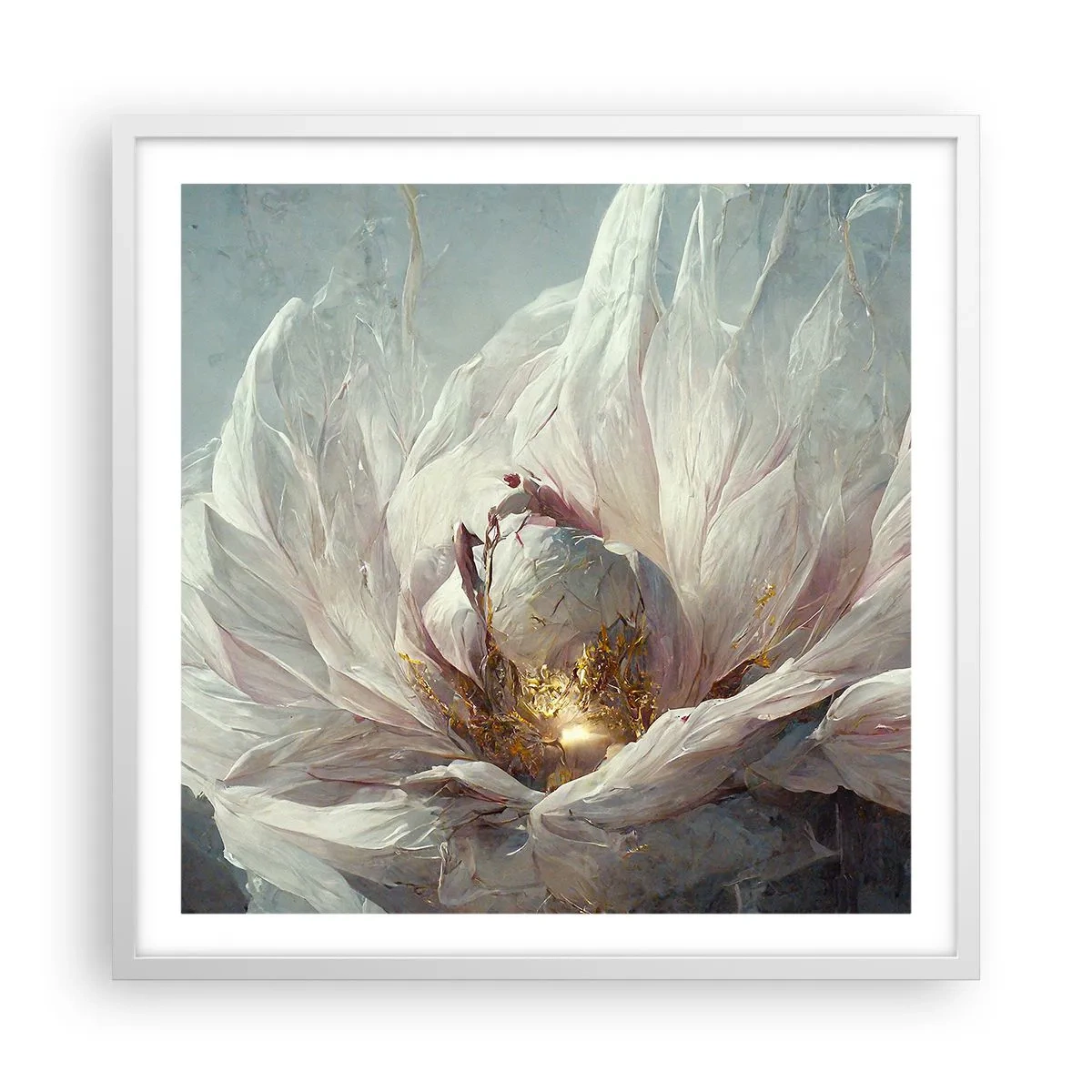 Poster in einem weißen Rahmen - Sie blüht alle hundert Jahre einmal - 60x60 cm