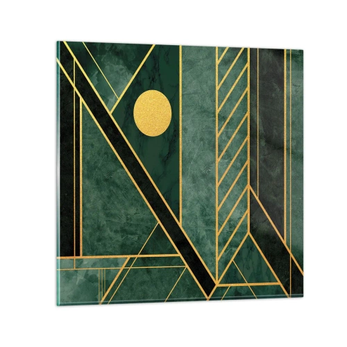 Glasbild - Bild auf glas - Dynamik von Gold und Azurblau - 60x60 cm