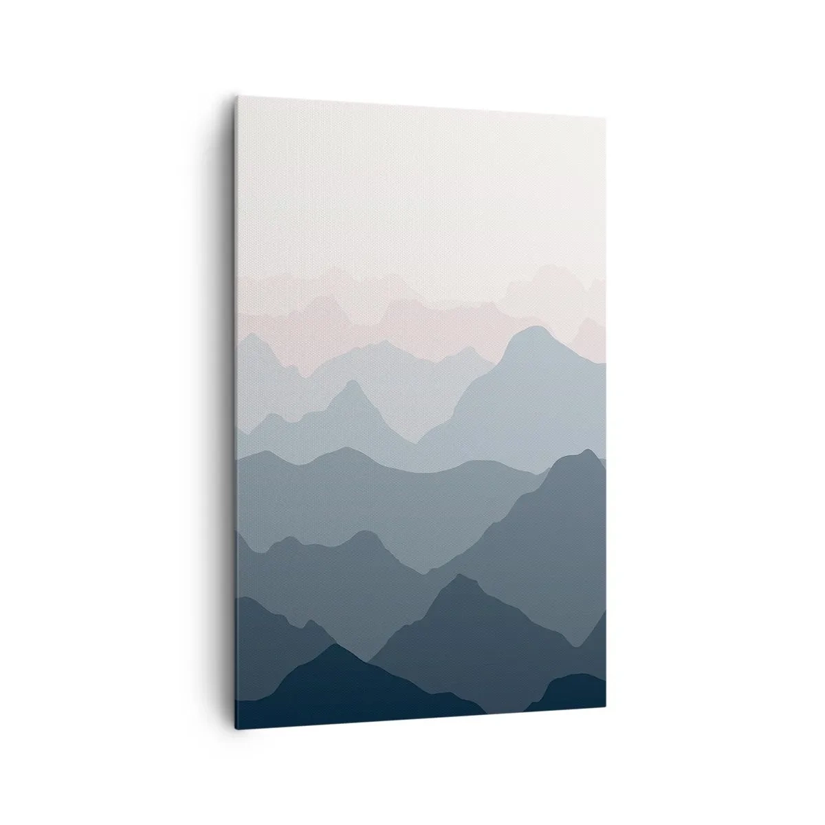 Bild auf Leinwand - Leinwandbild - Dezente Bergschichten in Grau- und Blautönen - 80x120cm - Wellen der Berge - Moderne Wanddekoration für Wohnzimmer und Schlafzimmer ARTTOR