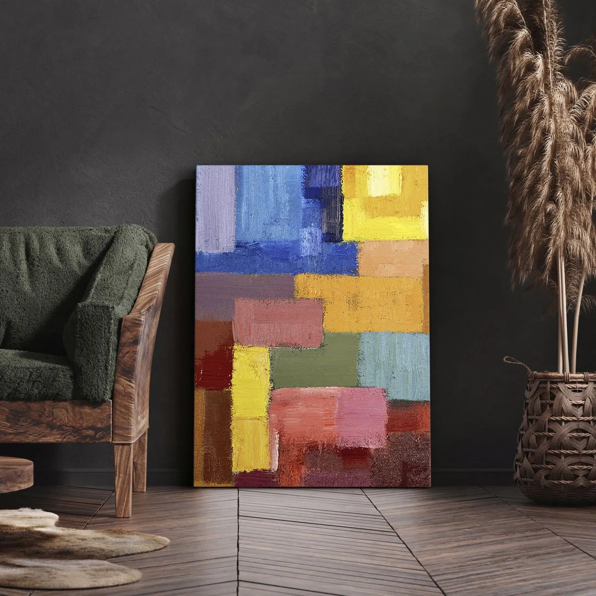 Bild auf Leinwand - Leinwandbild - Bunte abstrakte Rechtecke in verschiedenen Farbtönen - 50x70cm - Jeder ist anders, alle bunt - Moderne Wanddekoration für Wohnzimmer und Schlafzimmer ARTTOR