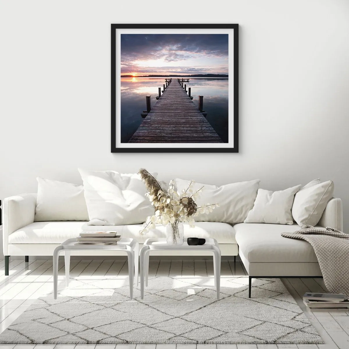 Poster in einem schwarzem Rahmen - Eine stille Grenze zwischen Tag und Nacht - 40x40 cm