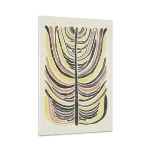 Glasbild - Bild auf glas - Abstraktes Blattmotiv in Erdtönen - 70x100cm - Abstraktion voller Leben - Moderne Wanddekoration für Wohnzimmer und Schlafzimmer ARTTOR