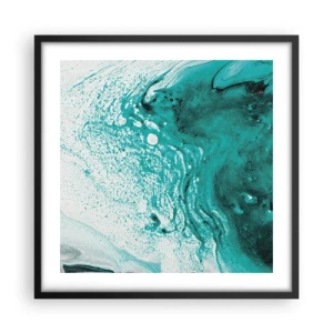 Poster in einem schwarzem Rahmen - Verschmelzen in Weiß und Türkis - 50x50 cm