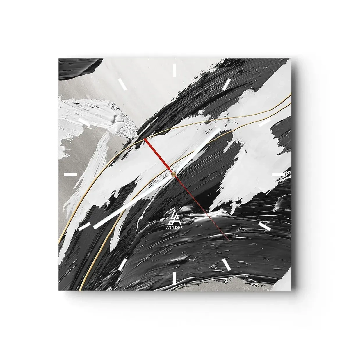 Wanduhr - Glasuhr - Abstraktion in großem Stil - 40x40 cm