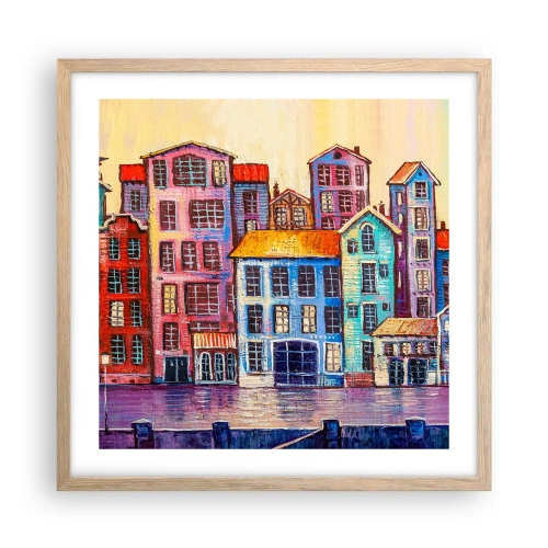 Poster in einem Rahmen aus heller Eiche - Stadt wie aus einem Märchen - 50x50 cm