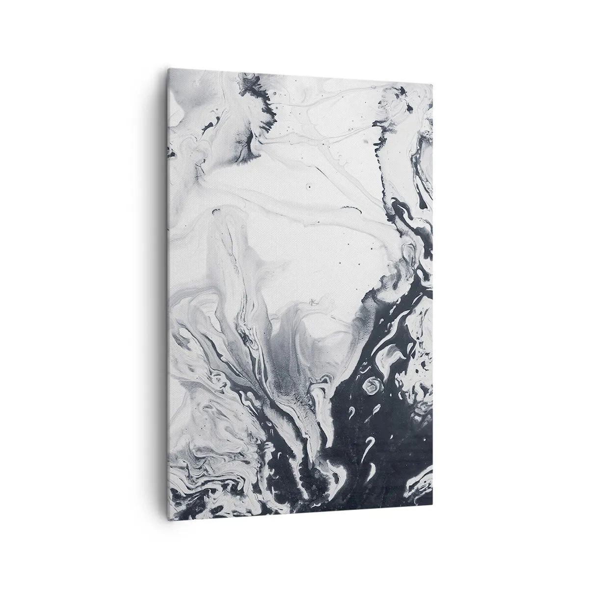 Bild auf Leinwand - Leinwandbild - Monochromes abstraktes Muster mit Marmoreffekt - 80x120cm - Das Innere der Erde - Moderne Wanddekoration für Wohnzimmer und Schlafzimmer ARTTOR