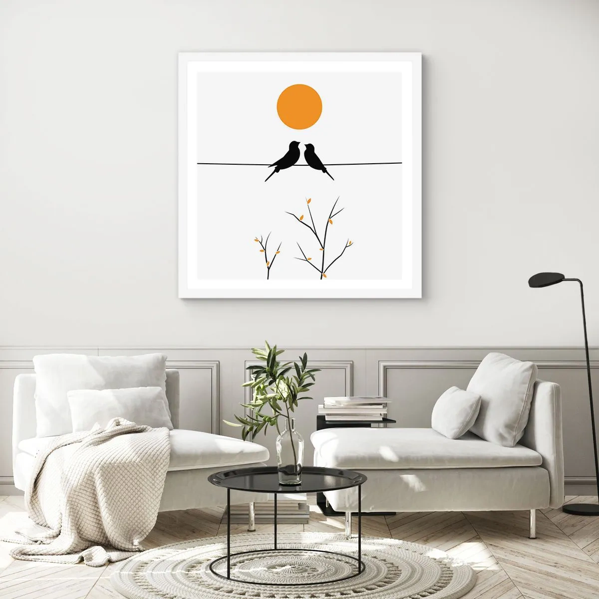 Poster in einem weißen Rahmen - Abend der Nachtigallen - 50x50 cm