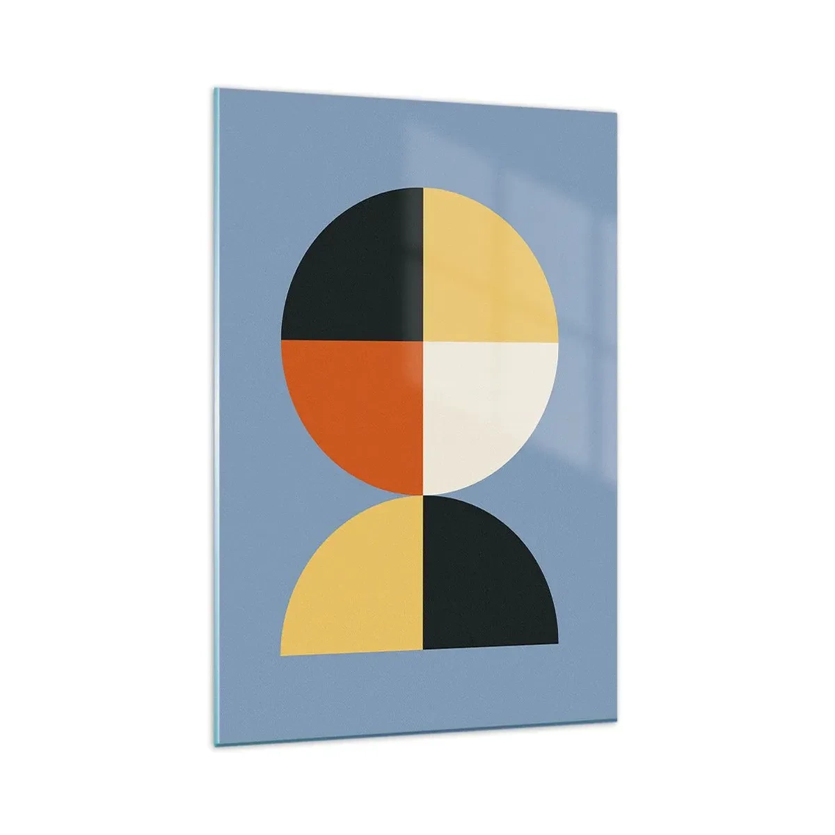 Glasbild - Bild auf glas - Geometrische Kreise auf blauem Hintergrund - 80x120cm - Beobachte und zähle - Moderne Wanddekoration für Wohnzimmer und Schlafzimmer ARTTOR