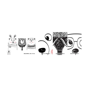 Fototapeten Muster Selbstklebend Deluxe Sticker - Teddybär, Teddybär und Bär - Für Kinder, Tragen, Illustration - 100x30 cm
