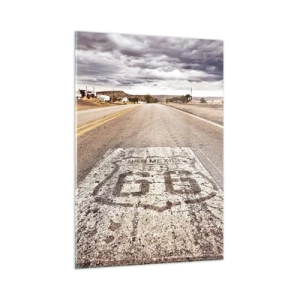 Glasbild - Bild auf glas - Route 66 mit Blick auf den Horizont - 50x70cm - Mother Road - eine amerikanische Legende - Moderne Wanddekoration für Wohnzimmer und Schlafzimmer ARTTOR