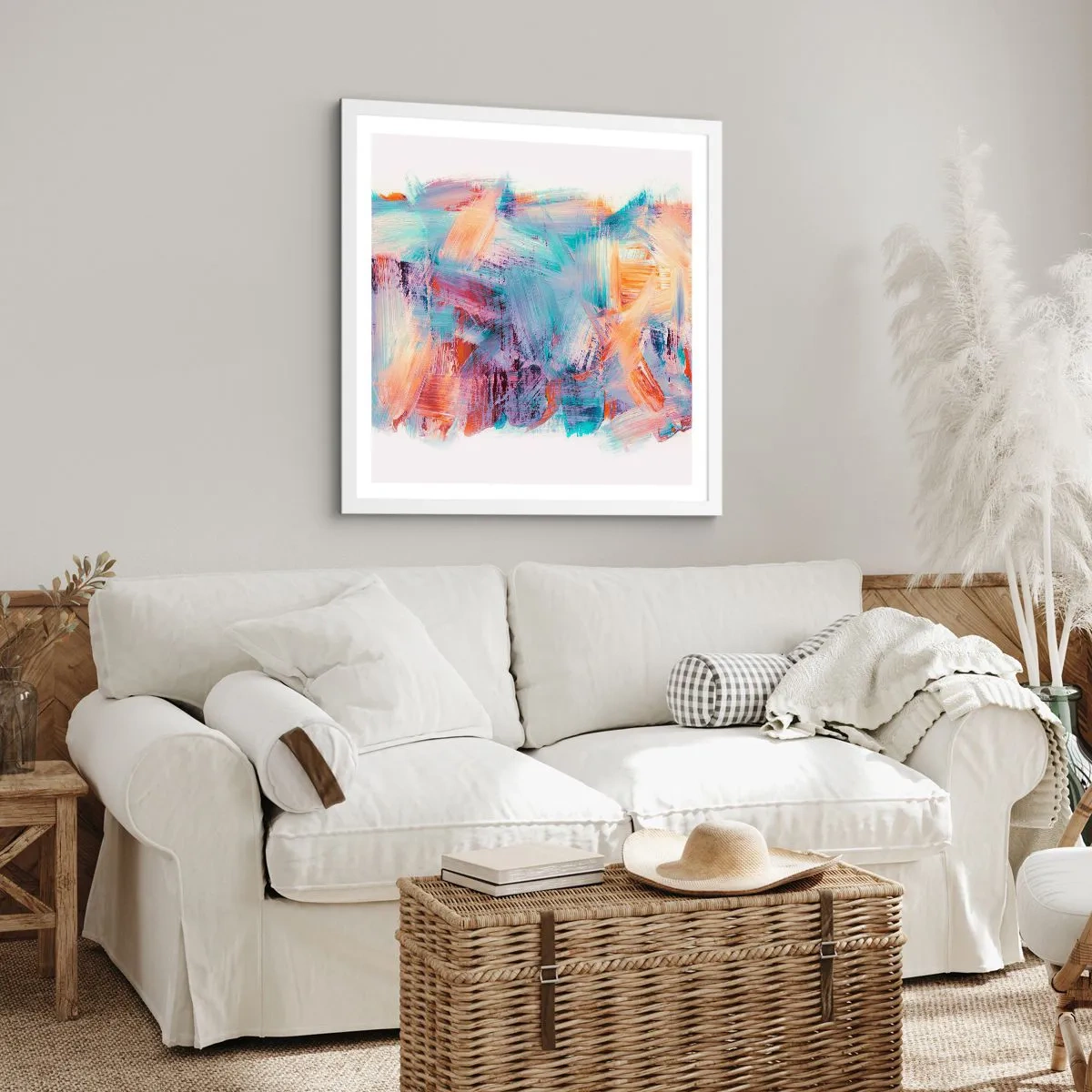 Poster in einem weißen Rahmen - Buntes Durcheinander - 60x60 cm