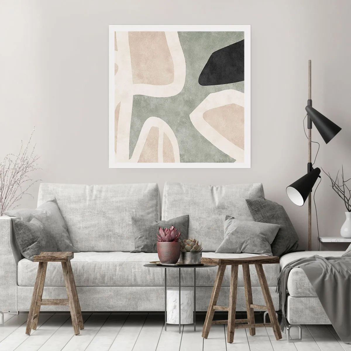 Poster - Komposition mit schwarzem Motiv - 40x40 cm