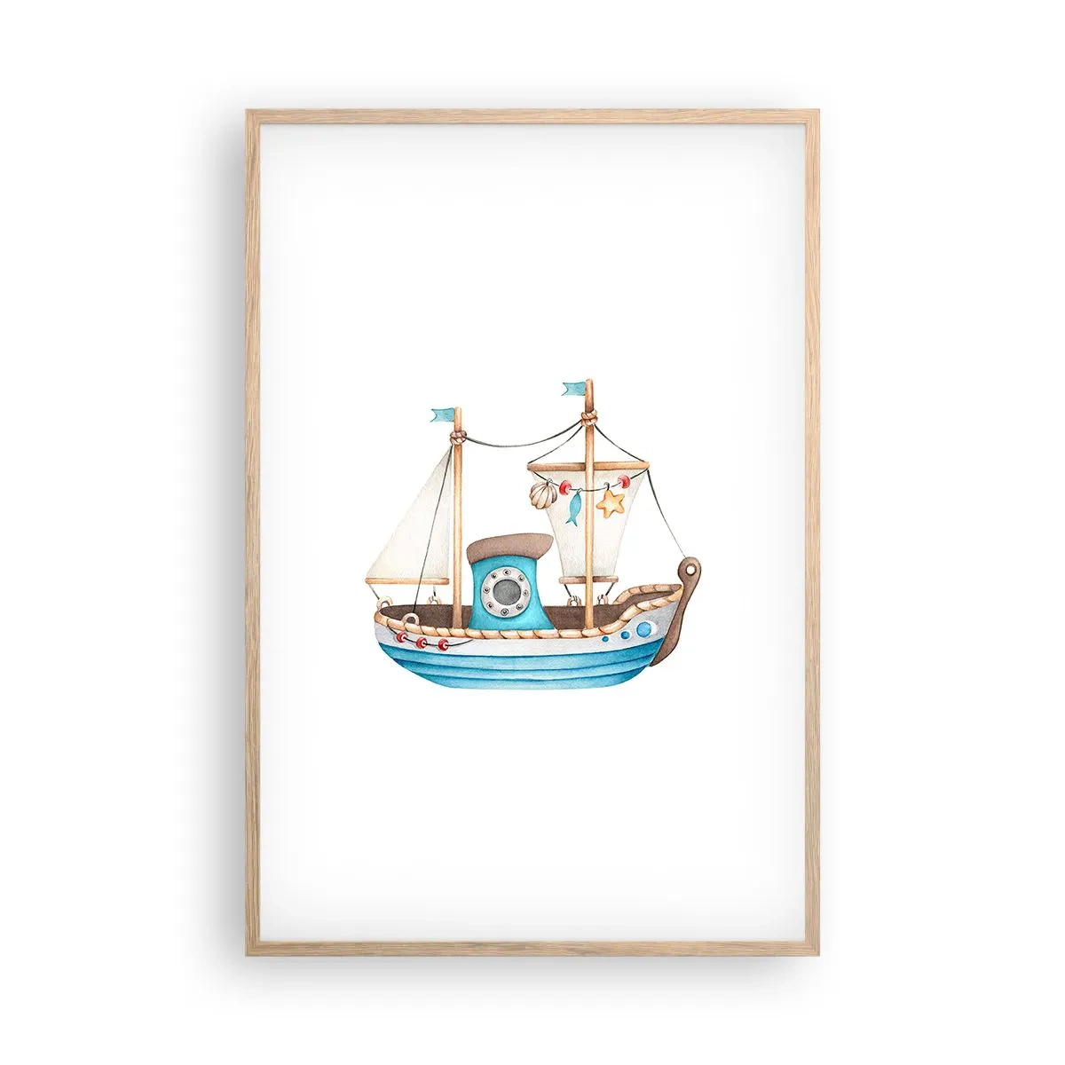 Poster in einem Rahmen aus heller Eiche - Ahoi, Abenteuer! - 61x91 cm