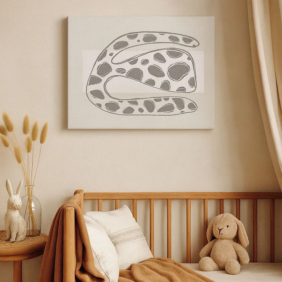 Bild auf Leinwand - Leinwandbild - Abstraktes organisches Muster in Grautönen - 70x50cm - Seltsame Kreatur - Moderne Wanddekoration für Wohnzimmer und Schlafzimmer ARTTOR