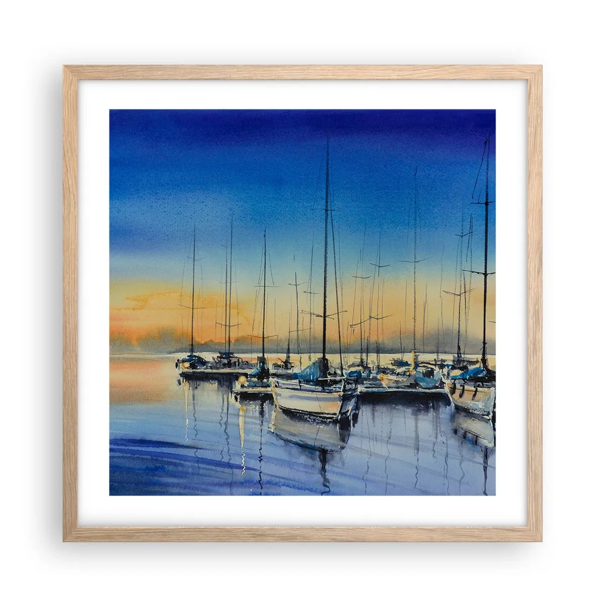 Poster in einem Rahmen aus heller Eiche - Ende eines guten Tages - 50x50 cm