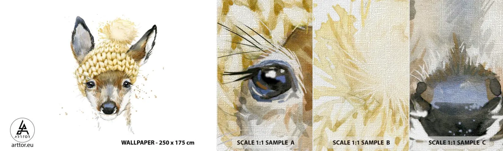 Fototapeten Muster Premium Canvas - Für den Winter im verschneiten Wald - Für Kinder, Rogen, Grafik - 100x30 cm