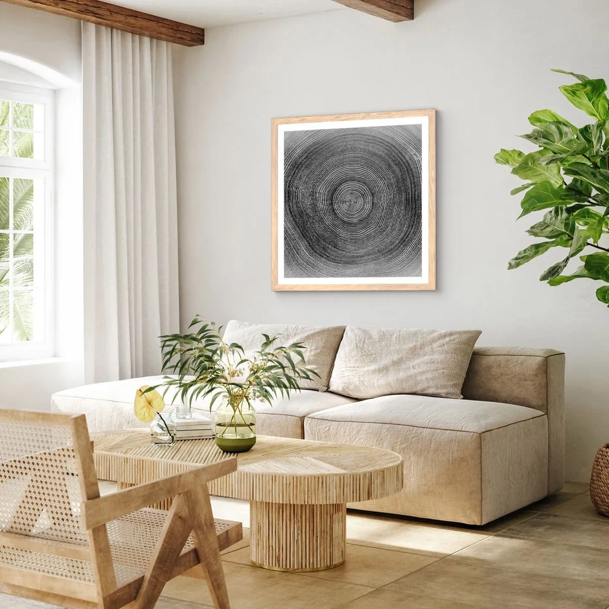 Poster in einem Rahmen aus heller Eiche - Zeichen der Zeit - 60x60 cm