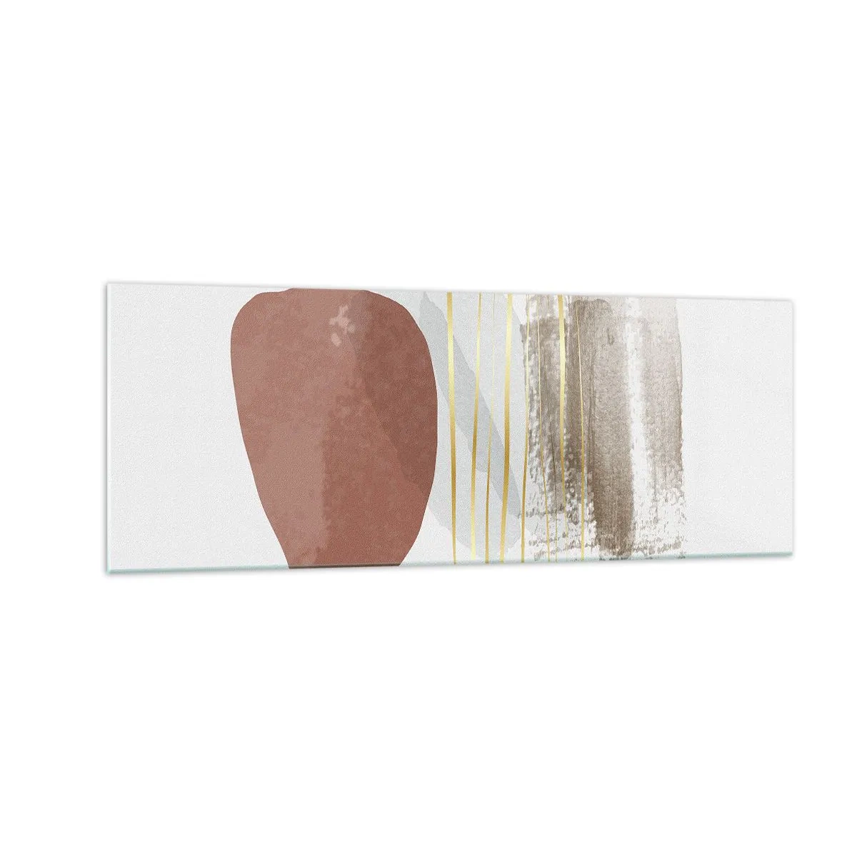 Glasbild - Bild auf glas - Abstrakte Komposition in Beige- und Goldtönen - 140x50cm - Abstrakte Kolonnade - Moderne Wanddekoration für Wohnzimmer und Schlafzimmer ARTTOR