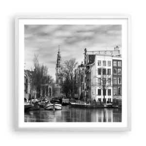 Poster in einem weißen Rahmen - Amsterdamer Atmosphäre - 60x60 cm