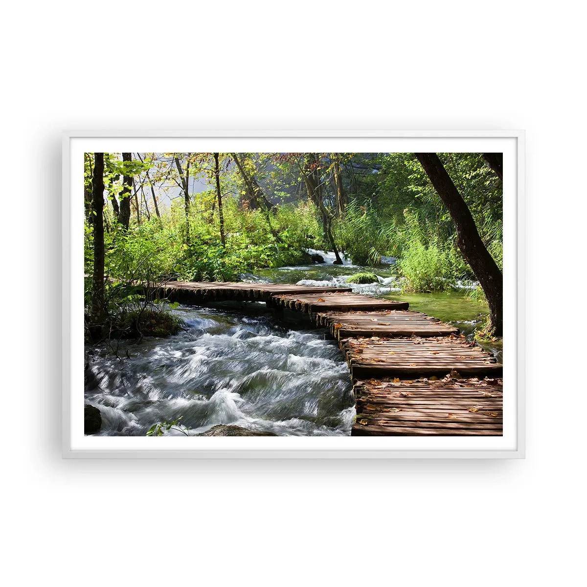 Poster in einem weißen Rahmen - Über der schaumigen Kaskade - 100x70 cm