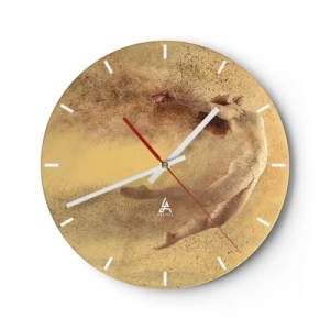 Wanduhr - Glasuhr - Tänzerin in Goldtönen mit Staubeffekt in Bewegung - 30x30cm - In tanzender Ekstase - Moderne Wanddekoration für Wohnzimmer, Küche und Schlafzimmer ARTTOR