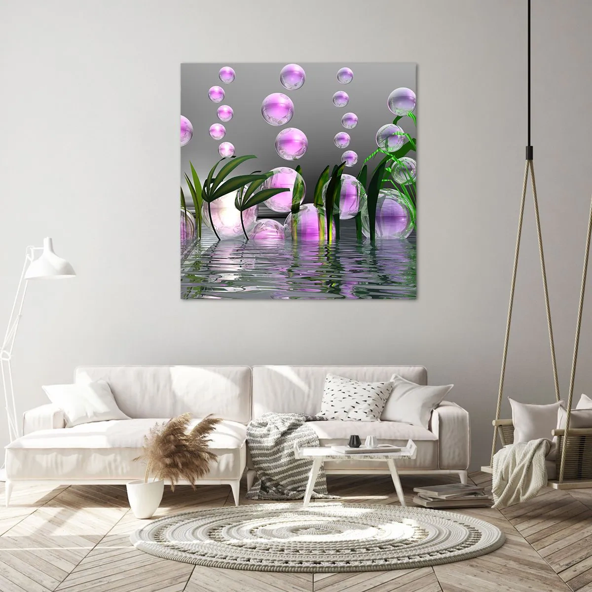 Bild auf Leinwand - Leinwandbild - Eine reflektierende Komposition aus Leichtigkeit und Leben - 30x30 cm