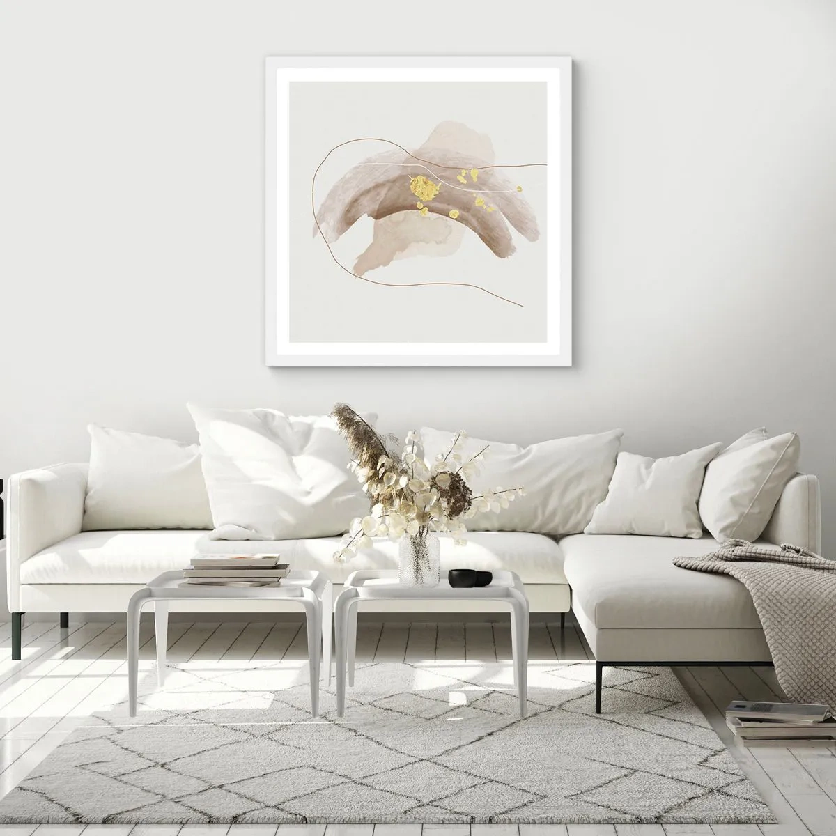 Poster in einem weißen Rahmen - Im Weltraum begegnet - 60x60 cm