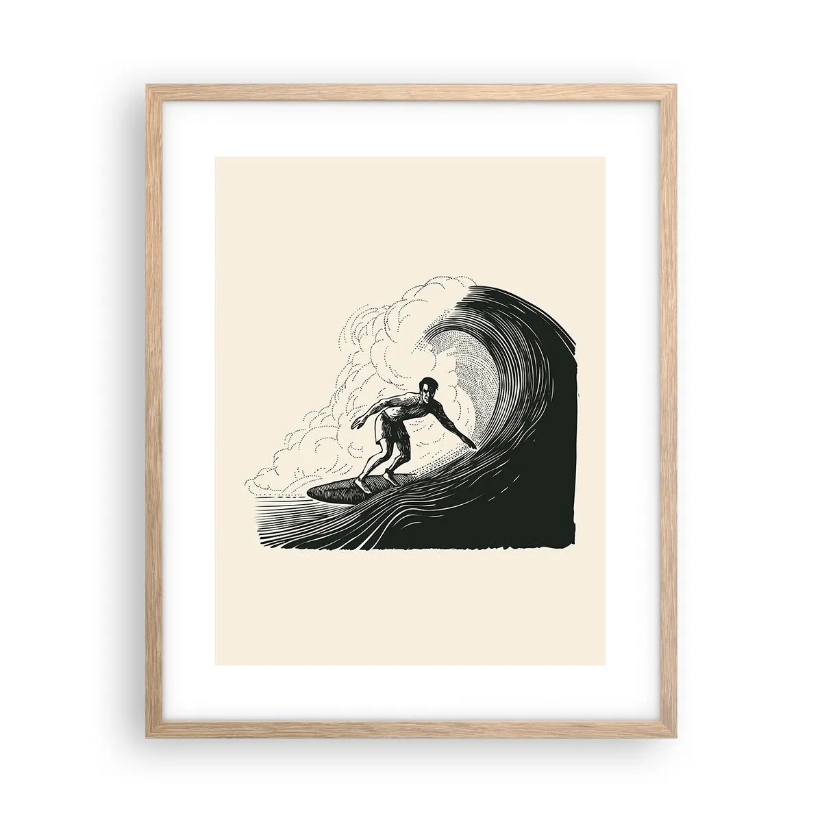 Poster in einem Rahmen aus heller Eiche - König der Welle - 40x50 cm