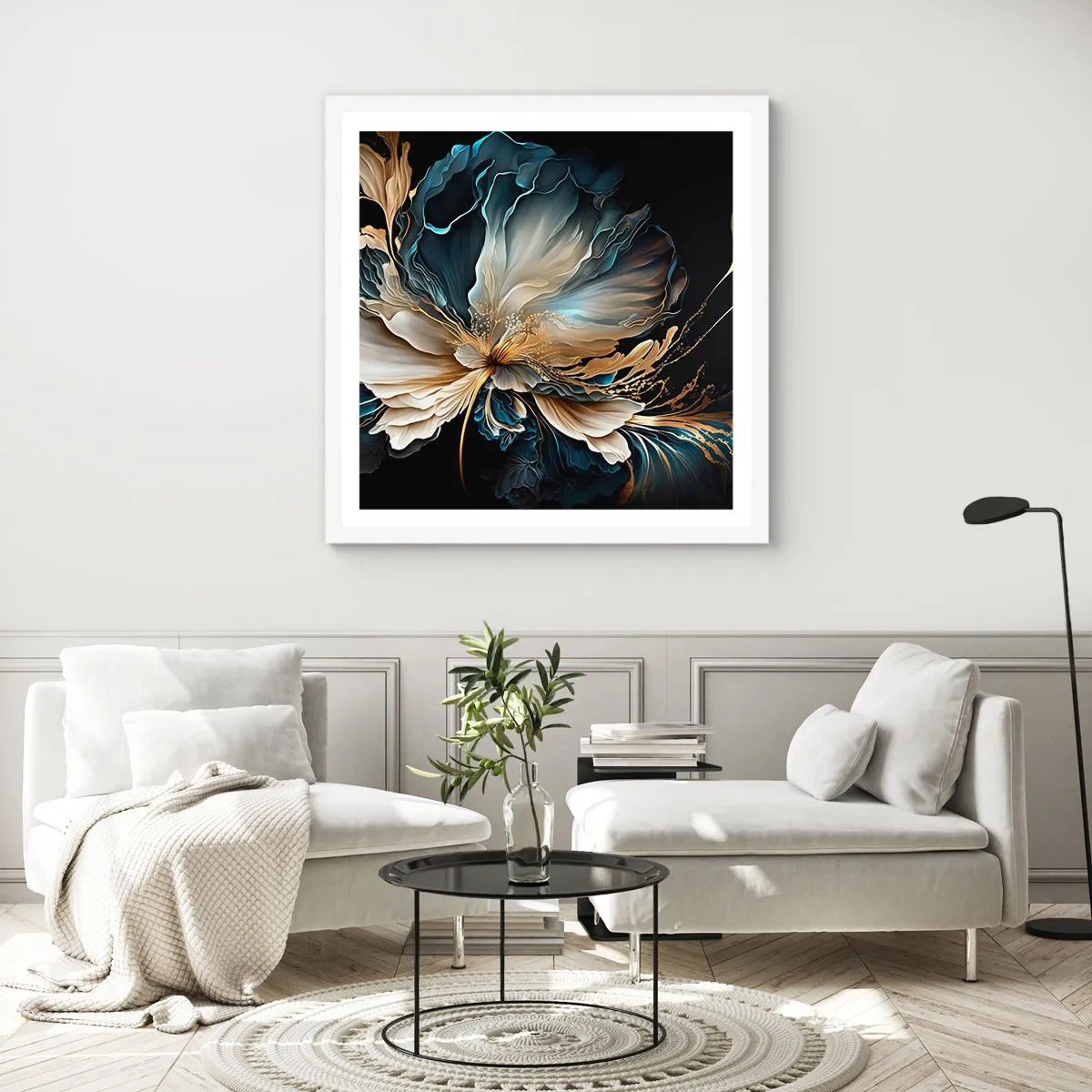 Poster in einem weißen Rahmen - Märchenhafte Farnblume - 40x40 cm