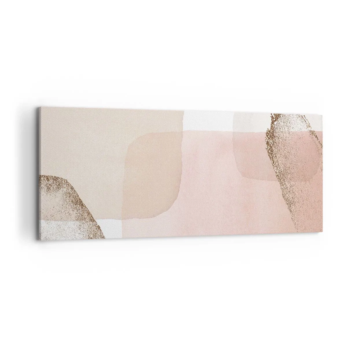 Bild auf Leinwand - Leinwandbild - Pastellfarbene Flecken mit goldenen Elementen - 120x50cm - Ein Blick durch die Farbe - Moderne Wanddekoration für Wohnzimmer und Schlafzimmer ARTTOR