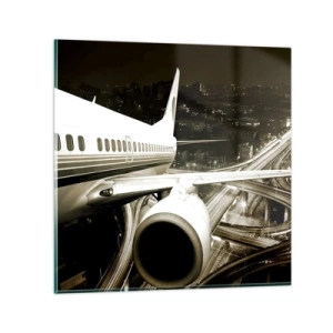 Glasbild - Bild auf glas - In die Nacht fliegen - 30x30 cm