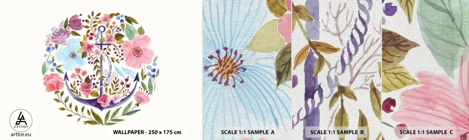 Fototapeten Muster Premium Canvas - Guter Traum eines Seemanns - Anker, Boho, Strand - 100x30 cm