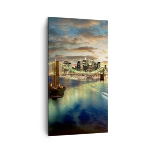 Bild auf Leinwand - Leinwandbild - Ein heller Abend über Manhattan - 45x80 cm