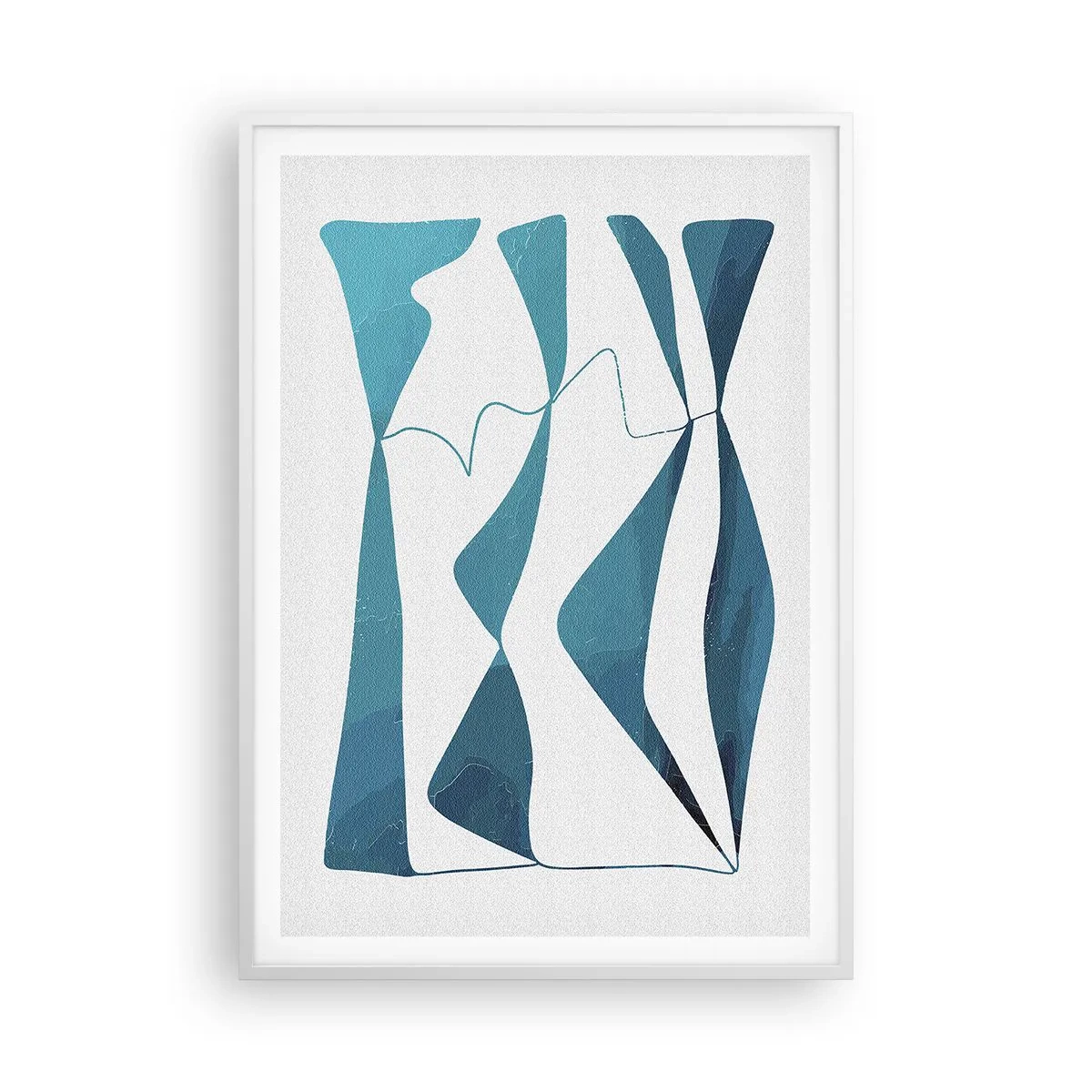 Poster in einem weißen Rahmen - Abstraktion: türkisfarbene Verbindung - 70x100 cm