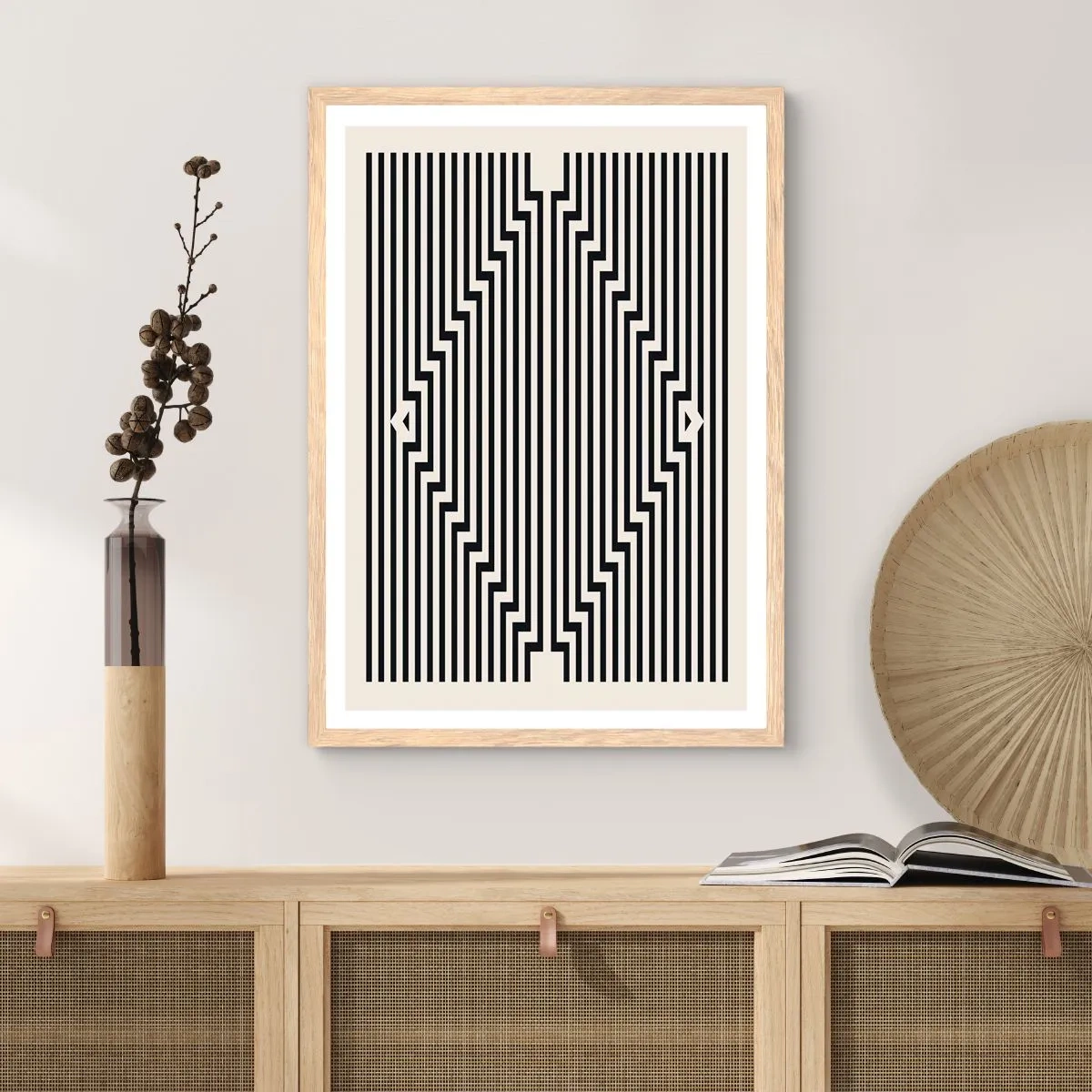 Poster in einem Rahmen aus heller Eiche - Geometrische Illusion - 50x70 cm