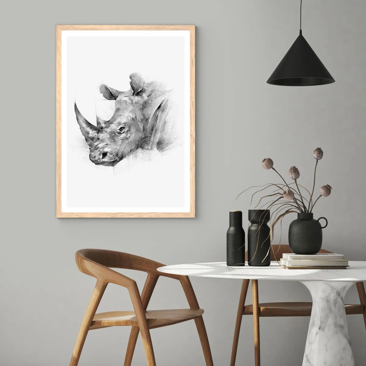 Poster in einem Rahmen aus heller Eiche - Afrikanisches Porträt - 40x50 cm