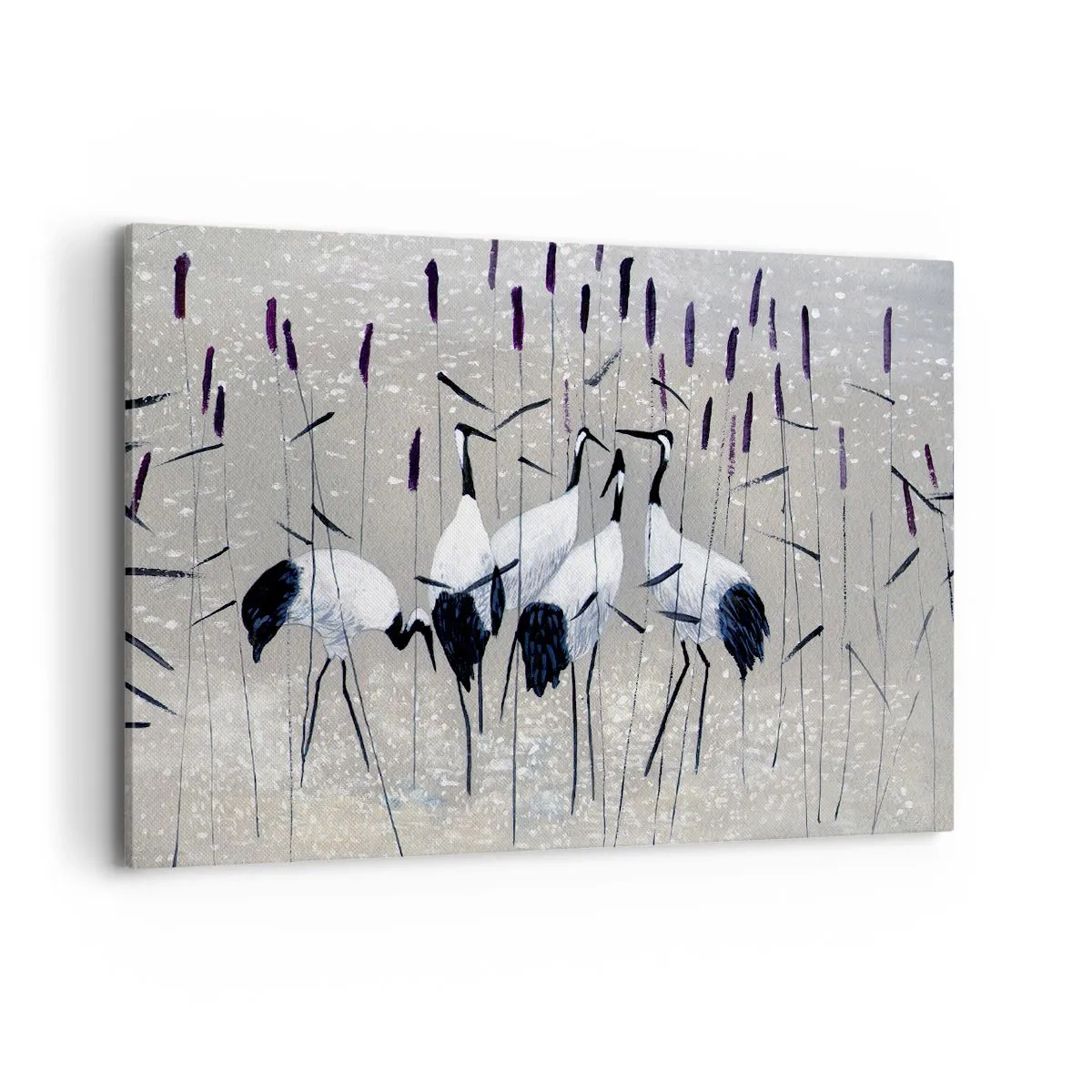 Bild auf Leinwand - Leinwandbild - Reiher im Gras vor einem friedlichen Hintergrund - 120x80cm - Unter ihren eigenen - Moderne Wanddekoration für Wohnzimmer und Schlafzimmer ARTTOR