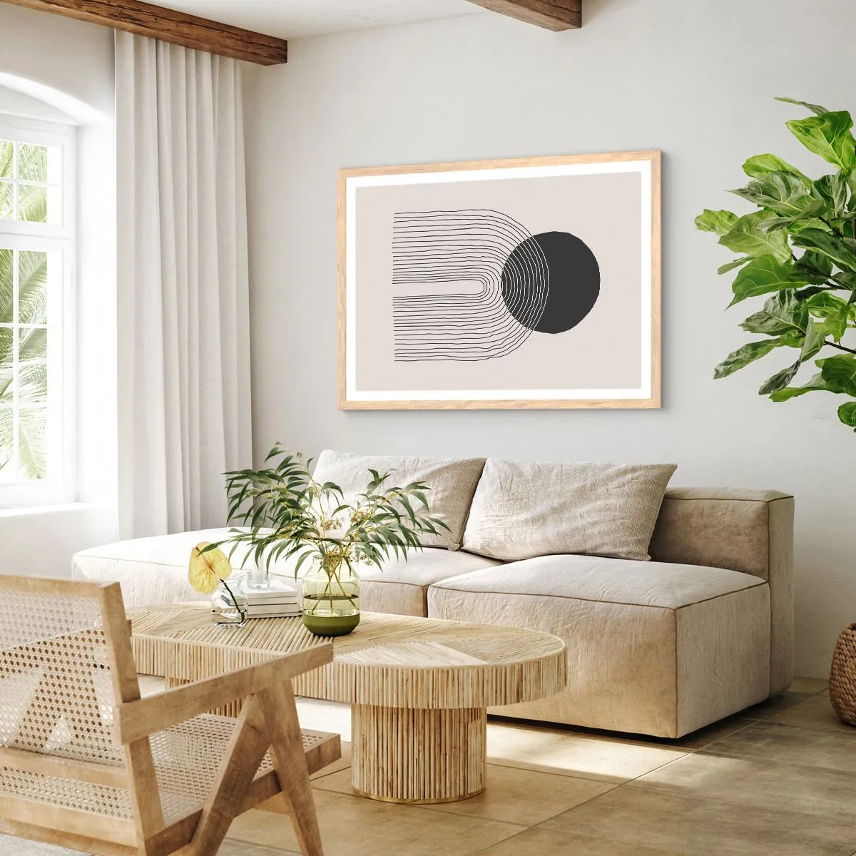 Poster in einem Rahmen aus heller Eiche - Zittern und Vertrauen - 100x70 cm