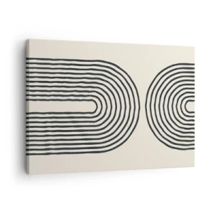 Bild auf Leinwand - Leinwandbild - Abstraktes geometrisches Muster mit symmetrischen Linien auf hellem Hintergrund - 70x50cm - In einem Moment ... - Moderne Wanddekoration für Wohnzimmer und Schlafzimmer ARTTOR