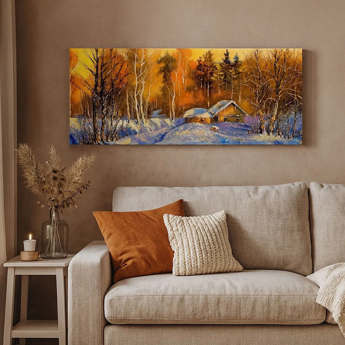Bild auf Leinwand - Leinwandbild - Wintereindruck in der Sonne - 100x40 cm