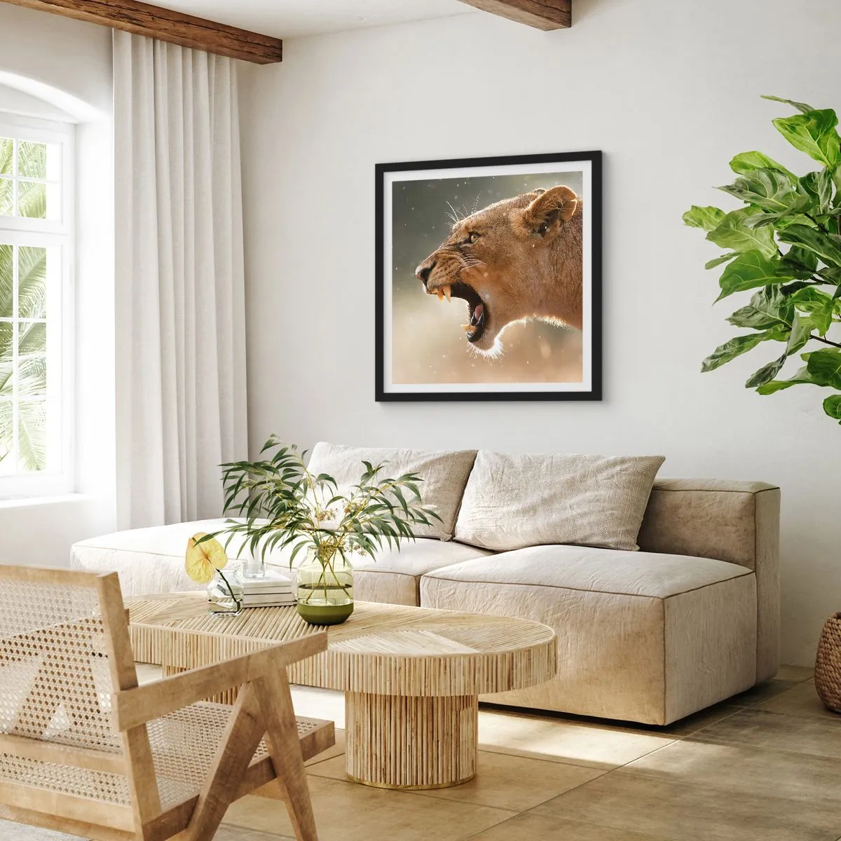 Poster in einem schwarzem Rahmen - Versuch, nicht zuzuhören - 60x60 cm