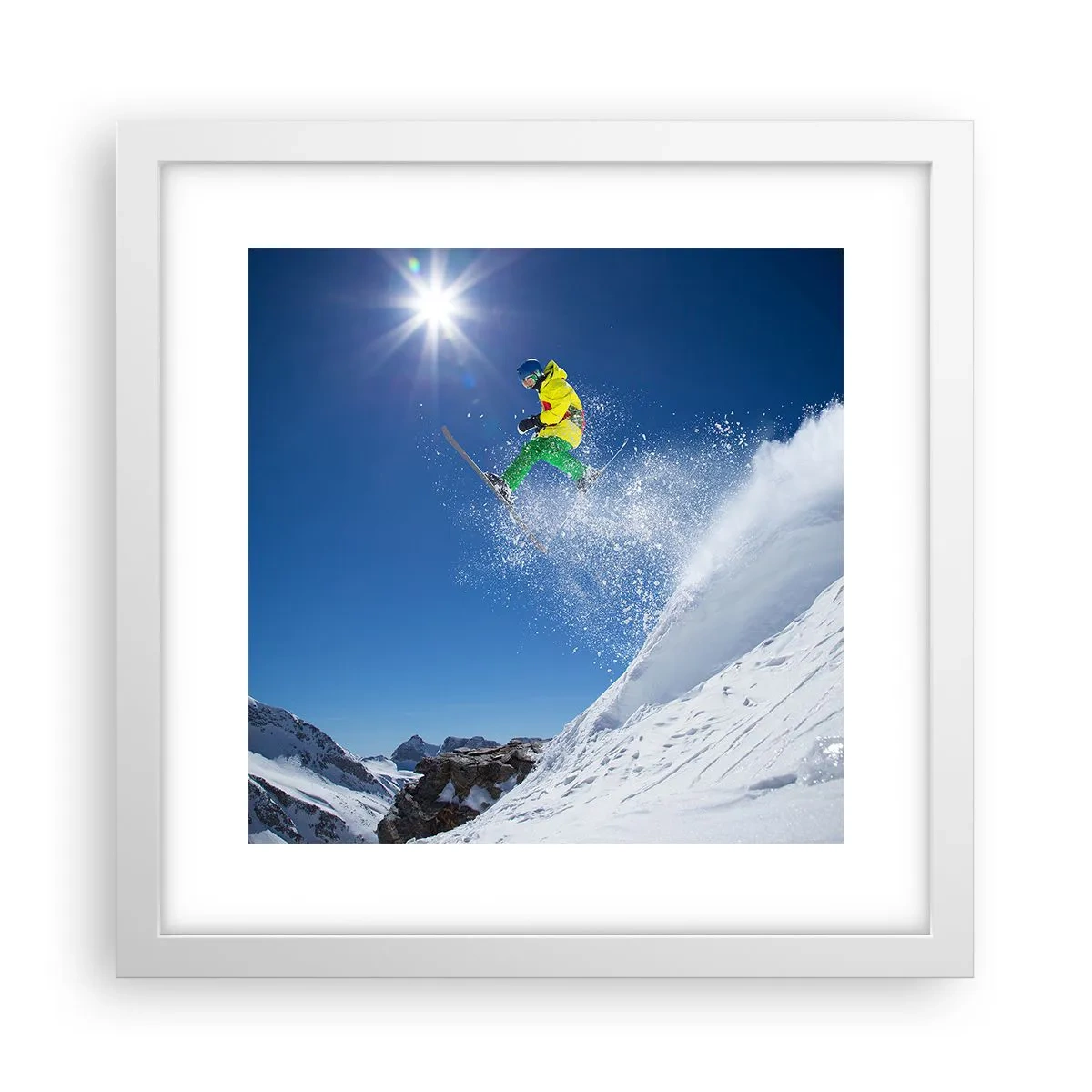 Poster in einem weißen Rahmen - Tanzen mit den Bergen - 30x30 cm